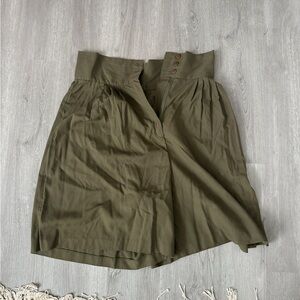 Vintage High-Waist Olive Green Shorts